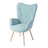 Modern Wingback Accent Armchair Living Room Tufted Fabric Upholstery, MINT GREEN