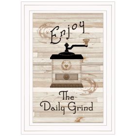 "Enjoy the Daily Grind" By Trendy Decor 4U, Ready to Hang Framed Print, White Frame
