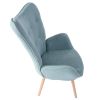 Modern Wingback Accent Armchair Living Room Tufted Fabric Upholstery, MINT GREEN