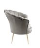 Angelina Gray Velvet Scalloped Back Barrel Accent Chair with Metal Legs