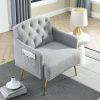 [Video]Welike 30 "W Modern Chesterfield Tufted Upholstered Chair with Deep Buttons, Living Room Chair, Comfortable Armchair, Gold Hardware Legs, Tufte