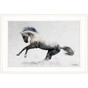 "White Stallion" by Andreas Lie, Ready to Hang Framed Print, White Frame