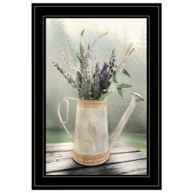 "Lavender Watering Can" by Artisan Lori Deiter , Ready to Hang Framed Print, Black Frame