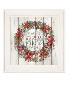 "Gathered Around the Tree" by Artisan Cindy Jacobs, Ready to Hang Framed Print, White Frame