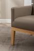 PU Leather Accent Chair, Upholstered Lounge Single Sofa Armchair, Comfortable Armchair with Wooden Legs in Log Color, Modern Button Reading Chair for