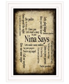"Nina Says" by Artisan Susan Ball, Ready to Hang Framed Print, White Frame