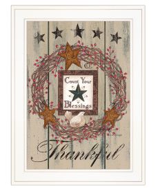 "Count your Blessings" by Artisan Linda Spivery, Ready to Hang Framed Print, White Frame