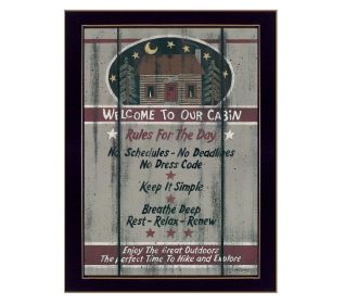 "Cabin Rules" by Linda Spivey, Ready to Hang Framed Print, Black Frame