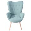 Modern Wingback Accent Armchair Living Room Tufted Fabric Upholstery, MINT GREEN