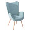 Modern Wingback Accent Armchair Living Room Tufted Fabric Upholstery, MINT GREEN