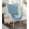Modern Wingback Accent Armchair Living Room Tufted Fabric Upholstery, MINT GREEN