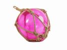 Pink Japanese Glass Ball Fishing Float With Brown Netting Decoration 12""