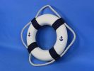 Classic White Decorative Anchor Lifering With Blue Bands Christmas Ornament 10""