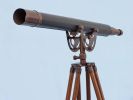 Floor Standing Bronzed With Leather Anchormaster Telescope 65""