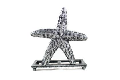 Antique Silver Cast Iron Starfish Napkin Holder 6&quot;