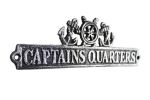 Antique Silver Cast Iron Captains Quarters Sign with Ship Wheel and Anchors 9""