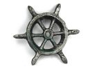 Antique Silver Cast Iron Ship Wheel Decorative Paperweight 4""