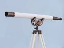 Floor Standing Antique Copper With White Leather Anchormaster Telescope 65""