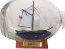 America Sailboat in a Glass Bottle 7""
