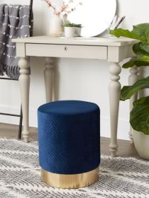 WHITE VELVET STOOL (Color: navy blue)