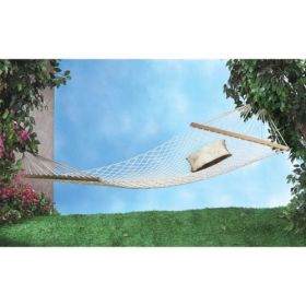 Fringed Blue & Cream Ticking Stripe Hammock Chair (Options: Double)