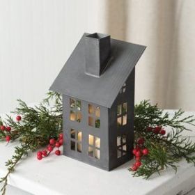 Galvanized Country House Christmas Luminary (Options: Bungalow)