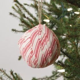 Buffalo Check Fabric Ornament (Options: Candy Cane Striped)