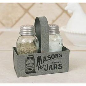 Toolbox Salt Pepper and Toothpick Caddy - Barn Roof (Options: Mason Jar)