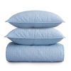 King Size Cotton 3-Piece Quilt Set in White with Quilted Damask Pattern