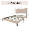 King Size Dark Grey Linen Upholstered Platform Bed with Button-Tufted Headboard