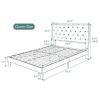 King Size Dark Grey Linen Upholstered Platform Bed with Button-Tufted Headboard