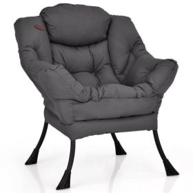 Upholstered Modern Cushioned Accent Chair with Side pocket (Color: grey pocket)