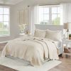 King Size 3 Piece Reversible Scalloped Edges Microfiber Quilt Set in Seafoam