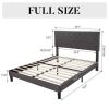 Queen Size Adjustable Height Grey Linen Upholstered Platform Bed with Headboard
