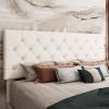 King Size Dark Grey Linen Upholstered Platform Bed with Button-Tufted Headboard