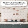 King Size Dark Grey Linen Upholstered Platform Bed with Button-Tufted Headboard