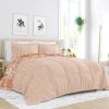 King size 3-Piece Blue and White Reversible Floral Striped Comforter Set