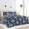 King size 3-Piece Blue and White Reversible Floral Striped Comforter Set
