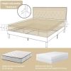 King Adjustable Height Platform Bed Frame with Blue Upholstered Headboard