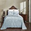 Full Size 100-Percent Cotton Chenille 3-Piece Coverlet Bedspread Set in White
