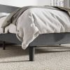 Queen Size Turquoise Linen Blend Upholstered Platform Bed with Wingback Headboard