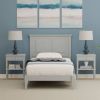 Twin Traditional Solid Oak Wooden Platform Bed Frame with Headboard in Cherry