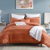 King size 5-Piece 100-Percent Cotton Clip Dot Boho Comforter Set in Denim Blue