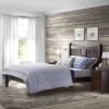 Queen Farmhouse Style Solid Wood Platform Bed Frame with Headboard in Walnut