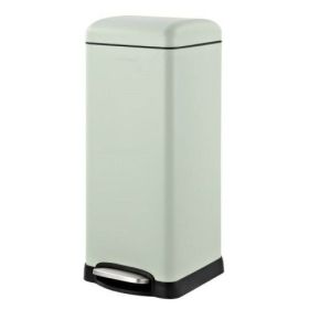8-Gallon Retro Stainless Steel Step-On Trash Can in Grey Finish (Options: Mint Green)