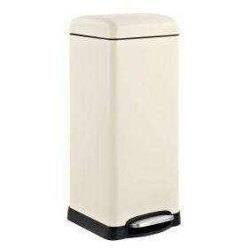 8-Gallon Retro Stainless Steel Step-On Trash Can in Grey Finish (Options: Almond Beige)