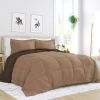 Full/Queen 3-Piece Microfiber Reversible Comforter Set in Blush Pink and White