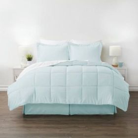 CAL King Microfiber 6-Piece Reversible Bed-in-a-Bag Comforter Set in Aqua Blue (size: Twin)