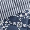 King size 3-Piece Blue and White Reversible Floral Striped Comforter Set