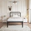 California King Size Heavy Duty Black Metal Platform Bed Frame with Headboard